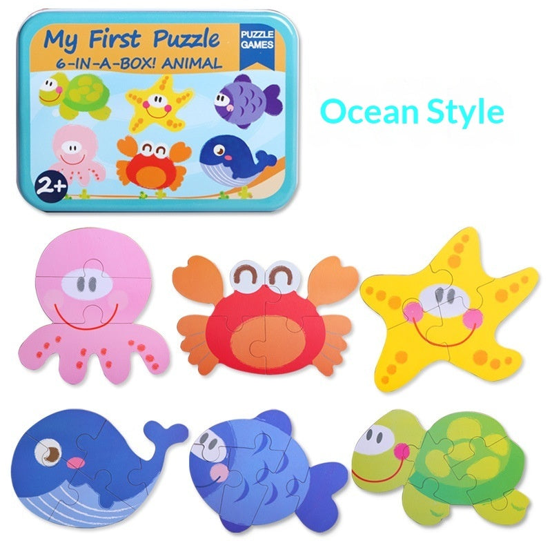 Children's Cartoon Animal Transportation Tin Puzzle Toy