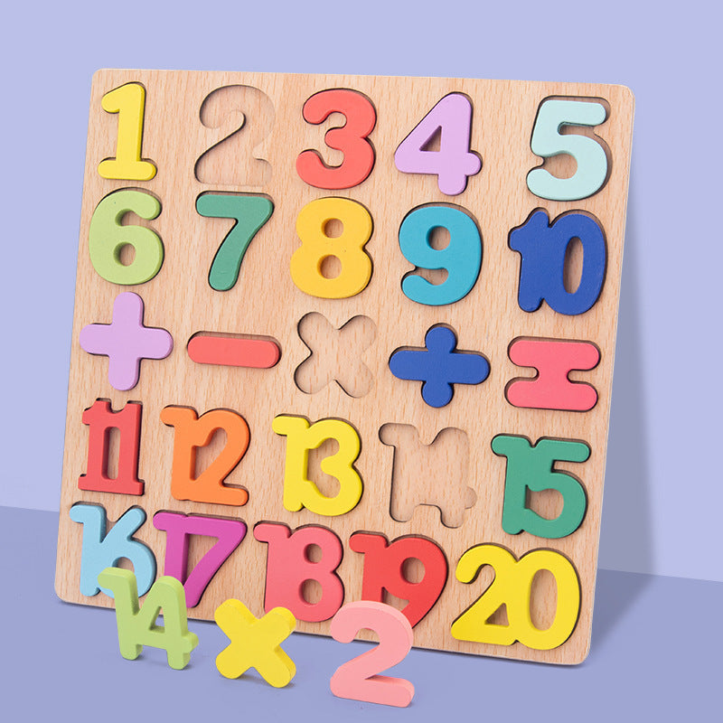 Wooden Numbers Letters Cognitive Pairing Puzzle Board