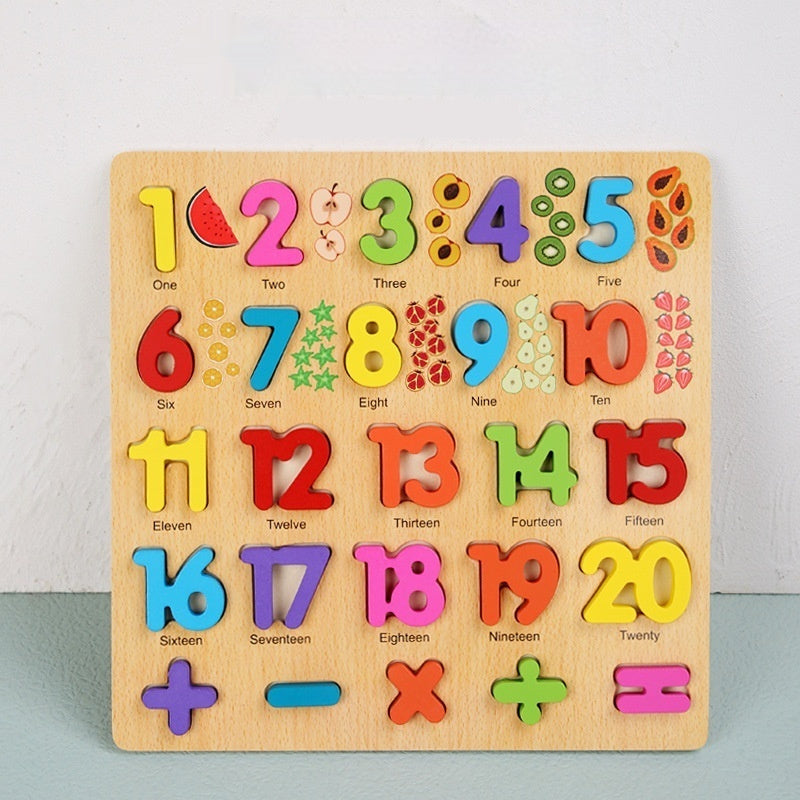 Early Learning Letter And Number Hand-Grab Board Toy Educational Building Blocks For Babies