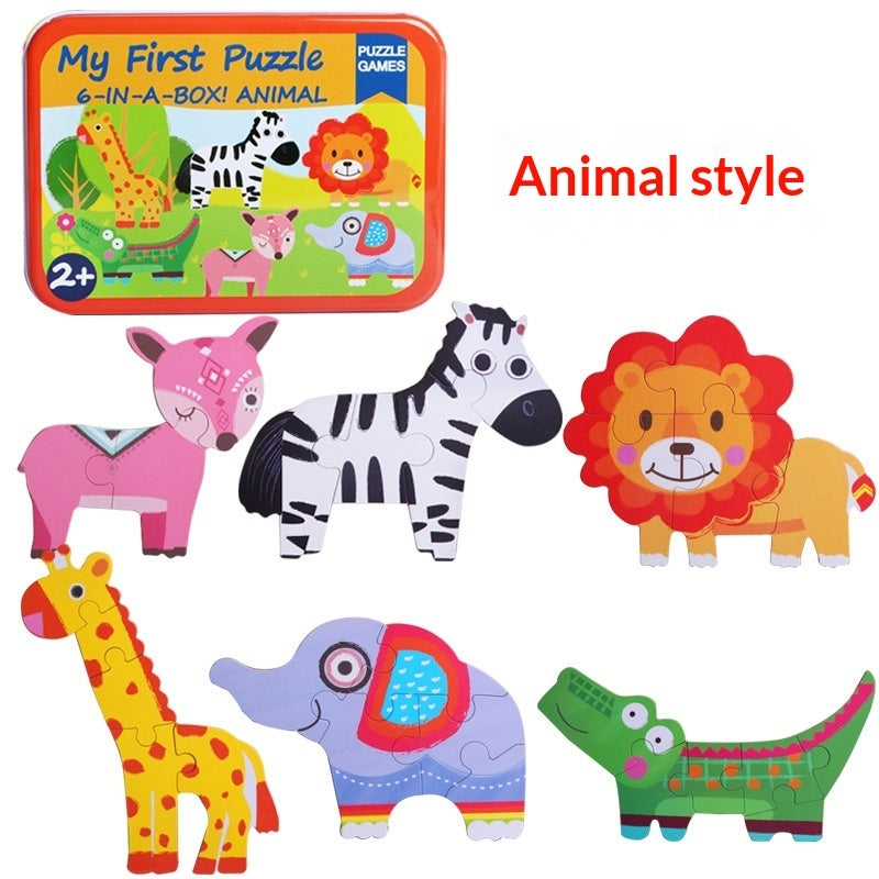 Children's Cartoon Animal Transportation Tin Puzzle Toy