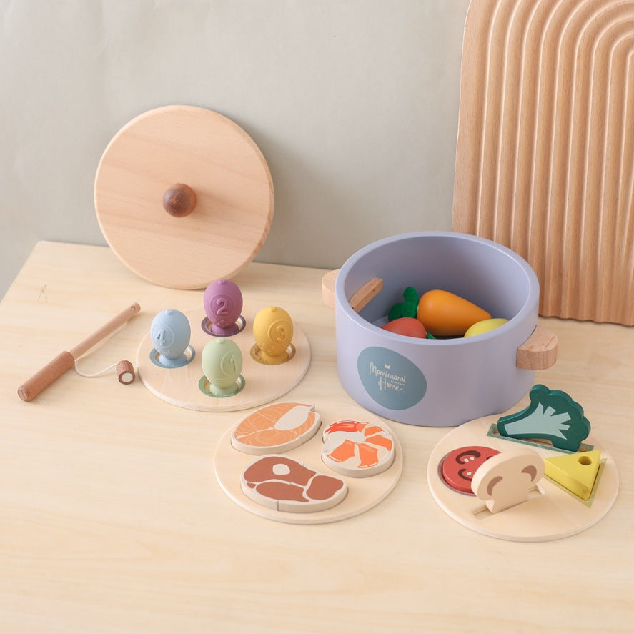 Children's Wooden Pulling Radishes Fishing Desktop Game Plac