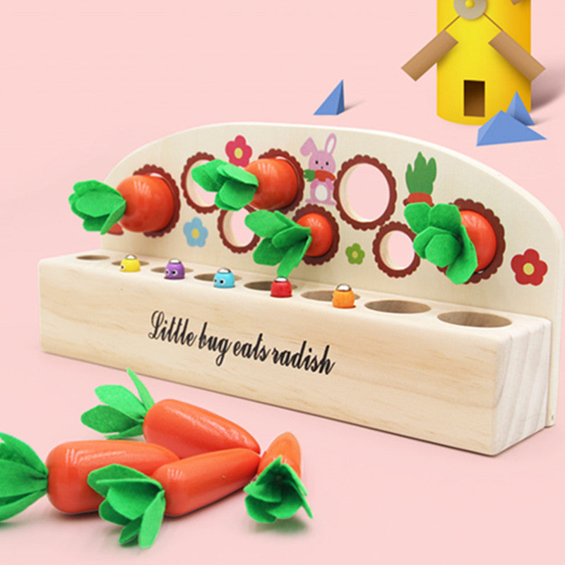 Creative Wooden Pull Radish Size Matching Toy