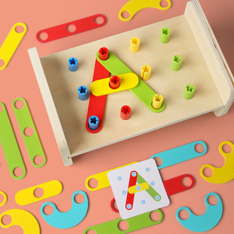 Two-in-one Pile Bridge Platform Nail Table Toy Children's Wo