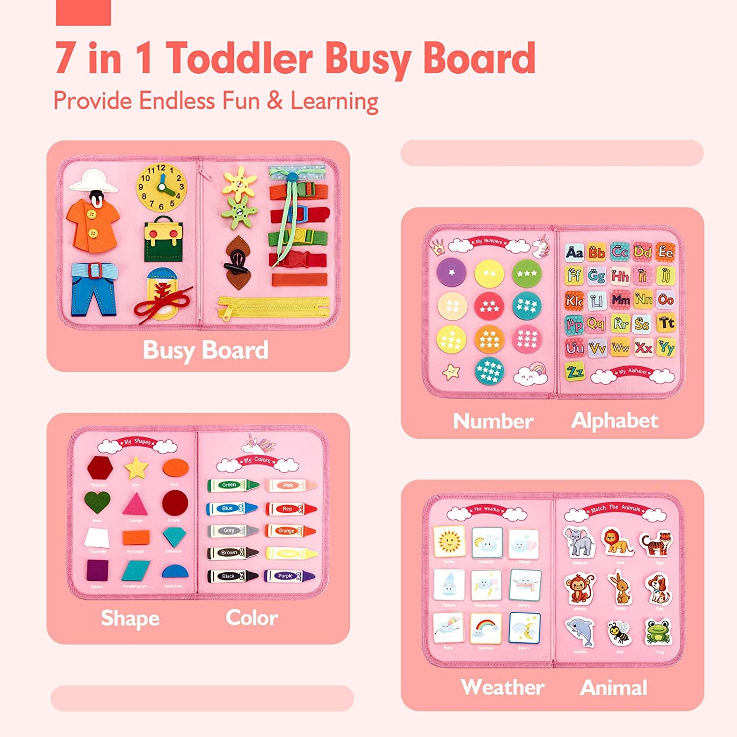 Felt Learning Board Baby Early Education Puzzle Busy Board