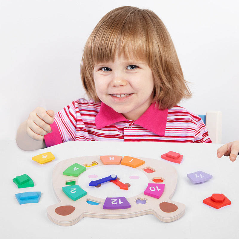 Children's Wooden Toy Cognitive Bear Clock